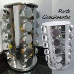 Porta Temperos Inox 20 Potes Suporte Giratório