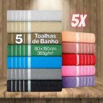 Kit 5 Toalhas De Banho – Gigante – Banhão 80 X 150