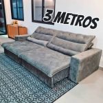 Sofá Retrátil/reclinável Dakar 3,00m Velut Cinza C/ Molas