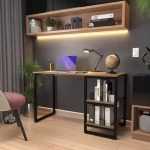 Escrivaninha Mesa Estilo Industrial Com Prateleiras