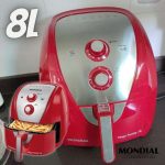 Fritadeira Sem Óleo Air Fryer 8L, Mondial, Vermelho/Inox, 1900W