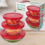 Conjunto com 3 Potes de Vidro Redondos Euro
