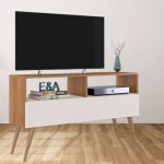 Rack Bancada E&a Tv 43 Pol. Sala Com Pes Retro 1 Gaveteiro