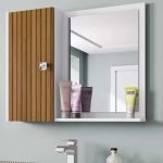 Móveis Bechara Armário De Banheiro Com Espelho Porta Branco Com Madeira