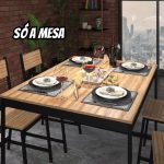 Mesa De Jantar 120×90 Industrial Estilo Nórdico