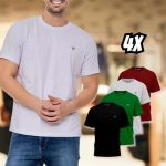 4 Camiseta Masculina Camisas Slim Voker 100% Algodão