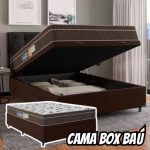 Cama Box Baú Casal Colchão Orthoface 138x188x66m Marrom