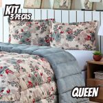 Kit Coberdrom Casal Queen Jogo Cama Dupla Face 400 Fios