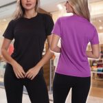 Kit 2 Camisetas Feminina Manga Curta Dry Proteção Solar UV Baby Look