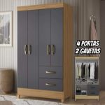 Guarda Roupas Solteiro 4 Portas Mobi Albatroz