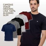 5 Camiseta Masculina Camisas Slim Voker 100% Algodão