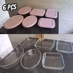 Conjunto De Assadeiras Tampas Rosa Da Marinex, 6 Peças, Vidro