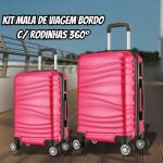 Conjunto Mala de Viagem Bordo e Grande Eagle Em Abs C/ Rodinhas 360º