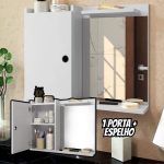 Espelheira Suspensa Madri Armário Parede Armarinho Banheiro Prateleira Organizadora