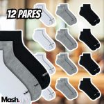 Kit 12 Pares Meias Cano Curto Mash Algodão Unissex Adulto