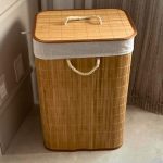 Jolitex cesto banheiros de bambu forrado