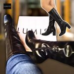 Bota Feminina Cano Longo Stretch Confort Salto Alto Grosso