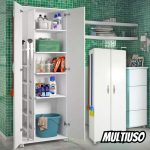 Armário Multiuso 2 Portas Lavanderia Branco + Divisorias