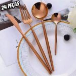 Faqueiro Jogo Talheres Talher Kit Cozinha 24 Peças Slim