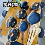 Jogo de panelas de cozinha Mimo Style Cook Fundo de Tripla Indução com 10 peças black