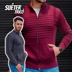 Blusa De Frio Suéter Masculino Lã Tricot Com Bolso E Zíper