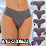 5 Calcinhas Fitness Cós Alto