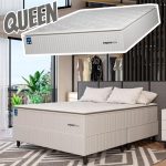 Cama Box Queen (Box + Colchão) Plumatex – de Mola Ensacada 71cm de Altura