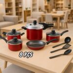 Jogo de Panelas Eirilar Antiaderente de Alumínio – Bordô 8 Peças Especial Eiriflon Supreme