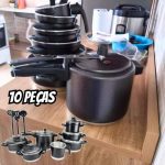 Jogo De Panelas + Panela De Pressão 4.5l + Espatulas