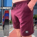 Kit Com 4 Bermudas Masculina Moletom