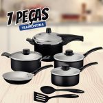 Jogo de Panelas Tramontina Turim em Alumínio com Revestimento Interno e Externo em Antiaderente Starflon Max Preto 7 Peças