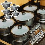 Jogo De Panelas Cerâmica Atoxica Antiaderente em Aluminio Fundido