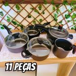 Jogo De Panelas Preto Com 11 Peças Panela De Pressão 4.5l