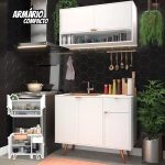 Cozinha C/ Armário Compacto Balcão Branca Com Cobre Retrô