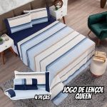 Jogo de Lençol Queen 4 Peças Estampado 200 Fios Casa Dona