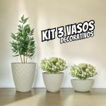 Kit 3 Vaso De Planta Decoração Coluna Bojo Bacia Prato Mesa