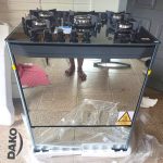 Fogão 5 Bocas Preto com Frente em Vidro Espelhado e Mesa de Vidro Dako Magister Style