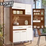 Jogo Armário De Cozinha Compacto Magazin 90 Com Balcão Multifuncional 5 portas E 1 Gaveta