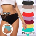 Kit 10 Calcinhas Cós Alto