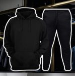 Conjunto Moletom Kit Canguru + Calça Unissex Algodão Liso