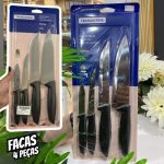 Tramontina JOGO FACAS INOX 4PC PLENUS PRE, Preto