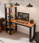 Mesa Escrivaninha Rofemar Moveis Home Office Paris Com Prateleira De Madeira