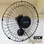 Ventisol Ventilador de Parede Oscilante, 3 Pás Premium, Preto, 60cm, Bivolt