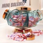 Mini Baleiro de Vidro Porta Doce Bomboniere Giratório