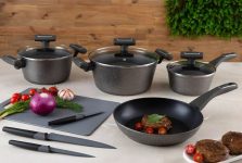 Jogo de Panelas Bergner Antiaderente de Alumínio Cinza 8 Peças Mercury