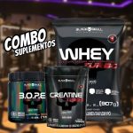 Combo de Suplementos Whey Protein Turbo 907g + Pré Treino B.O.P.E. + Creatina Turbo – Black Skull