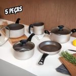 Jogo De Panelas 5 Peças Champanhe Ceramic Life Brinox