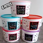 Potes Plásticos Kit Conjunto De 5 Potes Enfeites Premium