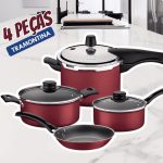 Jogo De Panelas Tramontina Turim Vermelho 04 Peças