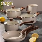Conjunto Jogo 6 Panelas Pratic Cook Vanilla Marmol Indução Mimo